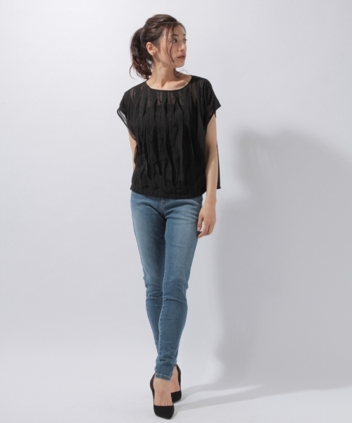 laboratory work（ラボラトリーワーク）の「デザインシフォンプルオーバー（Tシャツ/カットソー・レディース・ホワイト/ブラック/グレー・MEDIUM）」の6枚目の写真