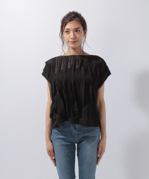 laboratory work（ラボラトリーワーク）の「デザインシフォンプルオーバー（Tシャツ/カットソー・レディース・ホワイト/ブラック/グレー・MEDIUM）」の9枚目の写真