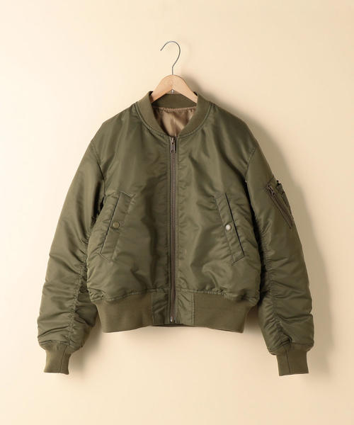 coen（コーエン）の「ナイロンMA-1 ( ブルゾン )（MA-1・レディース・ブラック/カーキ・FREE）」の3枚目の写真