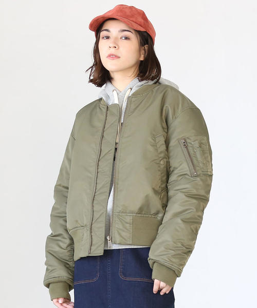 coen（コーエン）の「ナイロンMA-1 ( ブルゾン )（MA-1・レディース・ブラック/カーキ・FREE）」の16枚目の写真