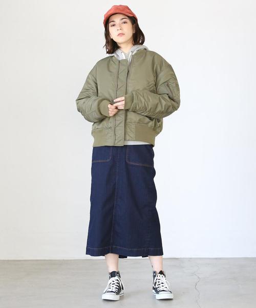coen（コーエン）の「ナイロンMA-1 ( ブルゾン )（MA-1・レディース・ブラック/カーキ・FREE）」の17枚目の写真