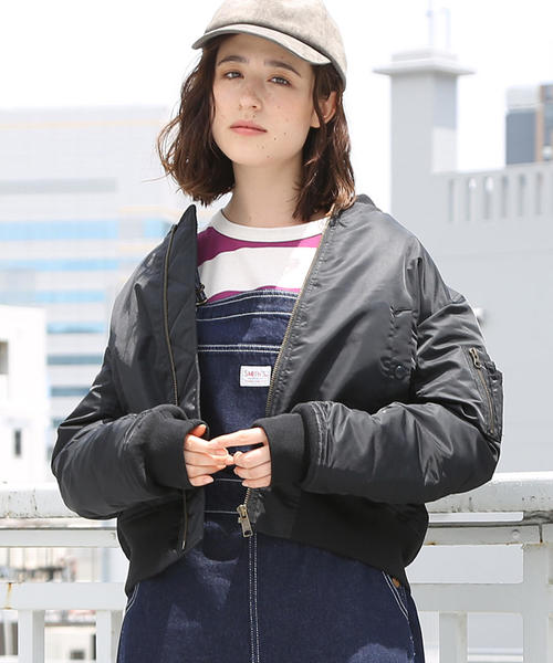 coen（コーエン）の「ナイロンMA-1 ( ブルゾン )（MA-1・レディース・ブラック/カーキ・FREE）」の13枚目の写真