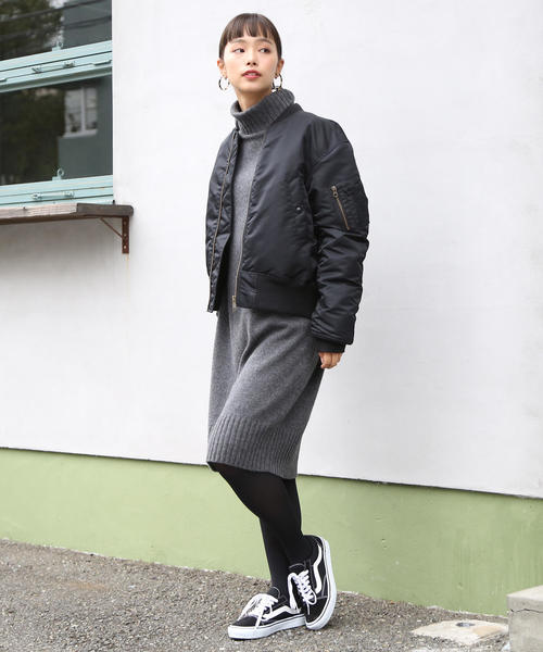 coen（コーエン）の「ナイロンMA-1 ( ブルゾン )（MA-1・レディース・ブラック/カーキ・FREE）」の15枚目の写真