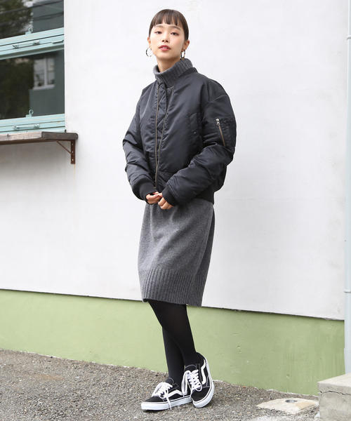 coen（コーエン）の「ナイロンMA-1 ( ブルゾン )（MA-1・レディース・ブラック/カーキ・FREE）」の12枚目の写真