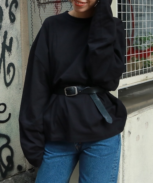 TODAYFUL（トゥデイフル）の「ルーズロングT（Tシャツ/カットソー・レディース・ホワイト/ブラック・FREE）」の3枚目の写真