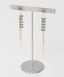 【manatula】リーフ×2連デザインチェーンピアス