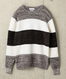 SHIPS JET BLUE | SHIPS JET BLUE: コンビネーションボーダークルーネックニット(ニット/セーター)
