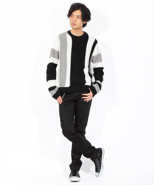 8(eight)(エイト)の「ニットセーター 切替 マルチ(ニット/セーター・メンズ・ホワイト/ブラック/ネイビー・MEDIUM/LARGE/X-LARGE)」の6枚目の写真