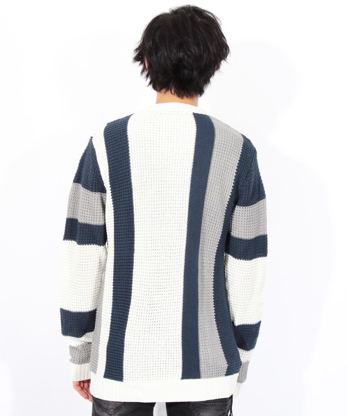 8(eight)(エイト)の「ニットセーター 切替 マルチ(ニット/セーター・メンズ・ホワイト/ブラック/ネイビー・MEDIUM/LARGE/X-LARGE)」の17枚目の写真