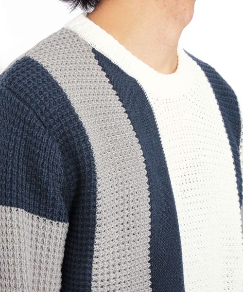 8(eight)(エイト)の「ニットセーター 切替 マルチ(ニット/セーター・メンズ・ホワイト/ブラック/ネイビー・MEDIUM/LARGE/X-LARGE)」の15枚目の写真