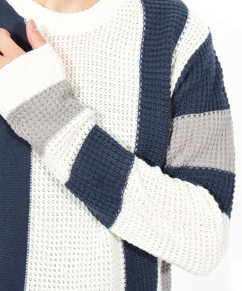 8(eight)(エイト)の「ニットセーター 切替 マルチ(ニット/セーター・メンズ・ホワイト/ブラック/ネイビー・MEDIUM/LARGE/X-LARGE)」の19枚目の写真