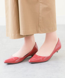 美脚魅せ 2cmヒール ローヒール ポインテッドトゥ パンプス