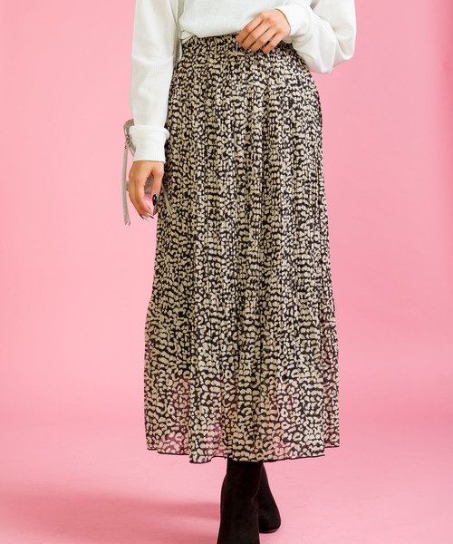 SpRay（スプレイ）の「【WEB限定】ヒョウ柄消しプリーツスカート