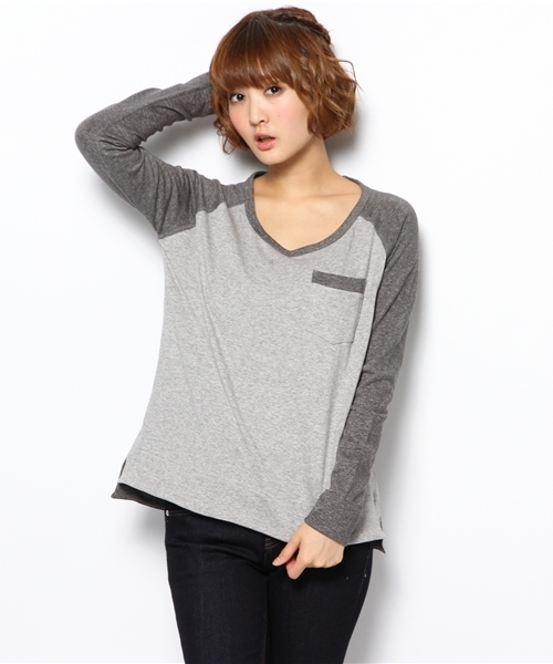 laule'a sunny side store（ラウレアサニーサイドストア）の「裏毛ラグランプルオーバー（Tシャツ/カットソー・レディース・グレー/ネイビー・FREE）」の2枚目の写真