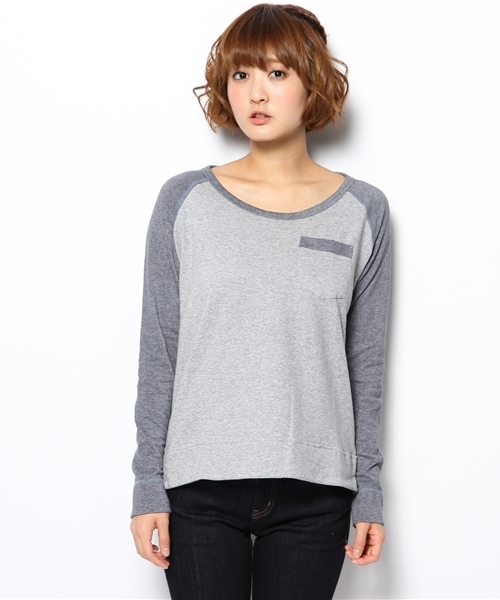 laule'a sunny side store（ラウレアサニーサイドストア）の「裏毛ラグランプルオーバー（Tシャツ/カットソー・レディース・グレー/ネイビー・FREE）」の3枚目の写真