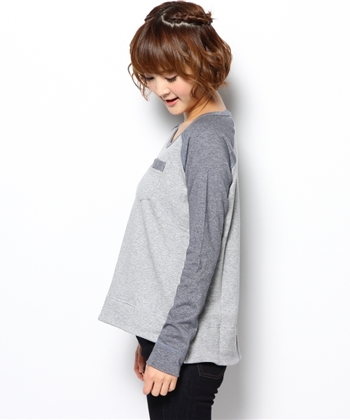 laule'a sunny side store（ラウレアサニーサイドストア）の「裏毛ラグランプルオーバー（Tシャツ/カットソー・レディース・グレー/ネイビー・FREE）」の4枚目の写真
