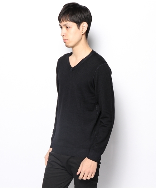 NANO universe（ナノユニバース）の「バソランウールV-ネック（ニット/セーター・メンズ・カーキ/グレー/ネイビー/ブラウン・SMALL/MEDIUM/LARGE/X-LARGE）」の5枚目の写真