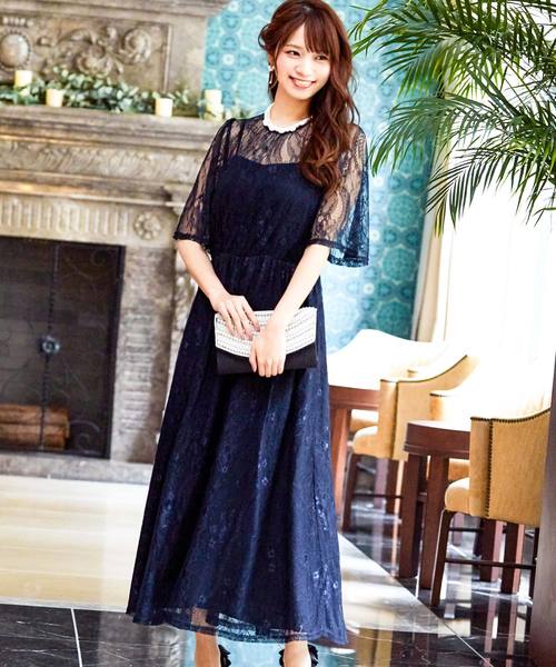 Fashion Letter(ファッションレター)の「総レースロング 結婚式ワンピースドレス(ドレス・レディース・ブラック/ネイビー・LL/3L/4L/5L/M/L)」の12枚目の写真