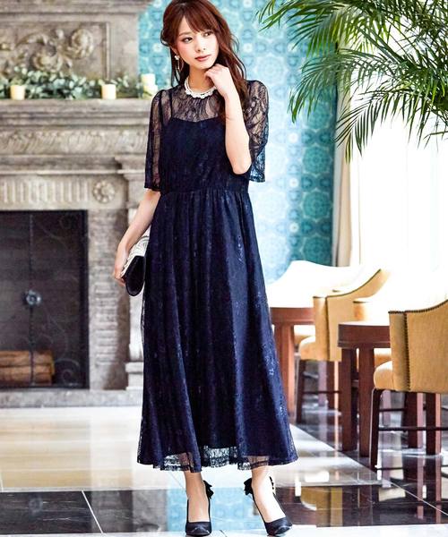Fashion Letter(ファッションレター)の「総レースロング 結婚式ワンピースドレス(ドレス・レディース・ブラック/ネイビー・LL/3L/4L/5L/M/L)」の17枚目の写真