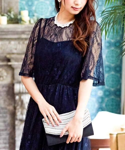 Fashion Letter(ファッションレター)の「総レースロング 結婚式ワンピースドレス(ドレス・レディース・ブラック/ネイビー・LL/3L/4L/5L/M/L)」の7枚目の写真