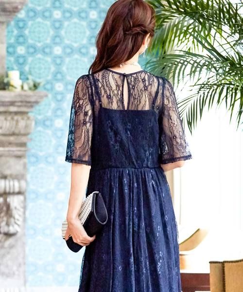 Fashion Letter(ファッションレター)の「総レースロング 結婚式ワンピースドレス(ドレス・レディース・ブラック/ネイビー・LL/3L/4L/5L/M/L)」の13枚目の写真