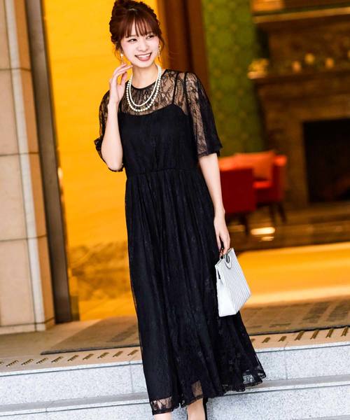 Fashion Letter(ファッションレター)の「総レースロング 結婚式ワンピースドレス(ドレス・レディース・ブラック/ネイビー・LL/3L/4L/5L/M/L)」の10枚目の写真