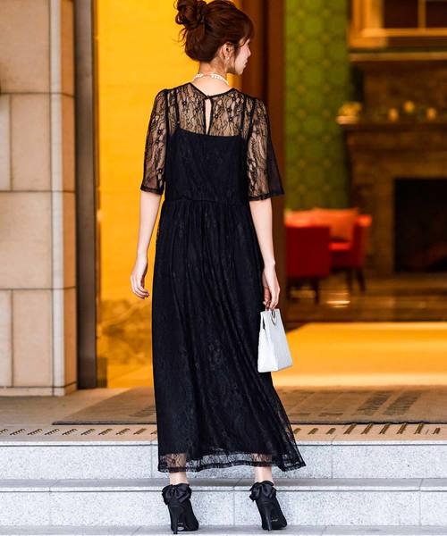 Fashion Letter(ファッションレター)の「総レースロング 結婚式ワンピースドレス(ドレス・レディース・ブラック/ネイビー・LL/3L/4L/5L/M/L)」の18枚目の写真