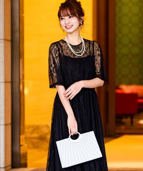 Fashion Letter(ファッションレター)の「総レースロング 結婚式ワンピースドレス(ドレス・レディース・ブラック/ネイビー・LL/3L/4L/5L/M/L)」の8枚目の写真