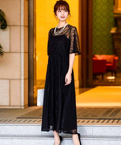 Fashion Letter(ファッションレター)の「総レースロング 結婚式ワンピースドレス(ドレス・レディース・ブラック/ネイビー・LL/3L/4L/5L/M/L)」の6枚目の写真