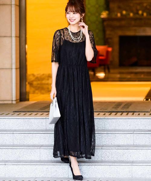 Fashion Letter(ファッションレター)の「総レースロング 結婚式ワンピースドレス(ドレス・レディース・ブラック/ネイビー・LL/3L/4L/5L/M/L)」の4枚目の写真