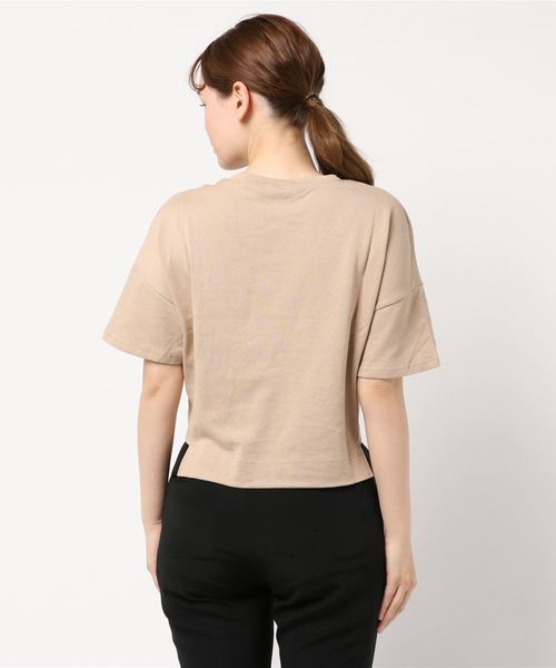 natural couture（ナチュラルクチュール）の「厚手天竺ショート丈Tシャツ（Tシャツ/カットソー・レディース・イエロー/ベージュ/スミクロ/オフホワイト・FREE）」の6枚目の写真