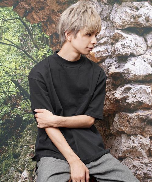 おしゃれスタ(オシャレスタ)の「ビッグシルエットモックネックTシャツ(IR)(Tシャツ/カットソー・メンズ・ライトグレー/ネイビー/レッド/ブラック/サンドベージュ/ホワイト・M/L/XL)」の10枚目の写真