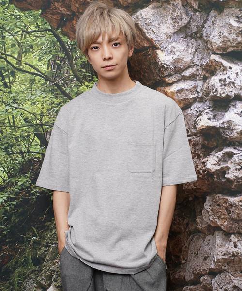 おしゃれスタ(オシャレスタ)の「ビッグシルエットモックネックTシャツ(IR)(Tシャツ/カットソー・メンズ・ライトグレー/ネイビー/レッド/ブラック/サンドベージュ/ホワイト・M/L/XL)」の12枚目の写真