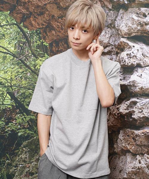 おしゃれスタ(オシャレスタ)の「ビッグシルエットモックネックTシャツ(IR)(Tシャツ/カットソー・メンズ・ライトグレー/ネイビー/レッド/ブラック/サンドベージュ/ホワイト・M/L/XL)」の13枚目の写真