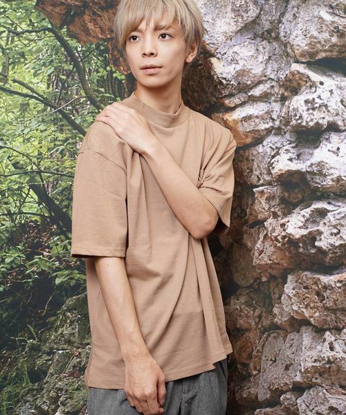 おしゃれスタ(オシャレスタ)の「ビッグシルエットモックネックTシャツ(IR)(Tシャツ/カットソー・メンズ・ライトグレー/ネイビー/レッド/ブラック/サンドベージュ/ホワイト・M/L/XL)」の17枚目の写真