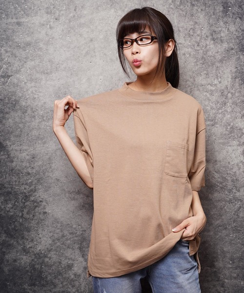 おしゃれスタ(オシャレスタ)の「ビッグシルエットモックネックTシャツ(IR)(Tシャツ/カットソー・メンズ・ライトグレー/ネイビー/レッド/ブラック/サンドベージュ/ホワイト・M/L/XL)」の18枚目の写真