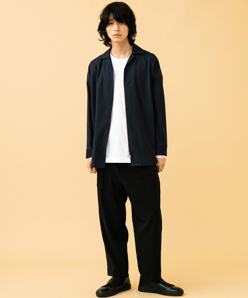 STUDIOUS（ステュディオス）の「【STUDIOUS】ジップオープンカラービッグシャツ（シャツ/ブラウス・メンズ・ネイビー/ブラック・1/2/3）」の10枚目の写真