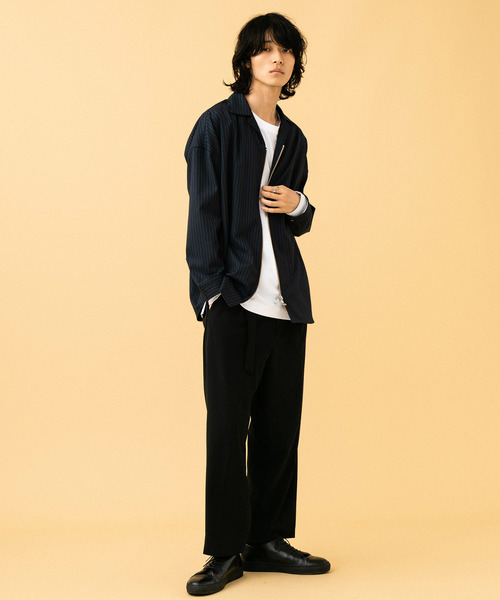 STUDIOUS（ステュディオス）の「【STUDIOUS】ジップオープンカラービッグシャツ（シャツ/ブラウス・メンズ・ネイビー/ブラック・1/2/3）」の21枚目の写真