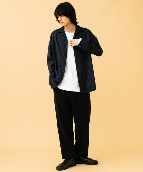 STUDIOUS（ステュディオス）の「【STUDIOUS】ジップオープンカラービッグシャツ（シャツ/ブラウス・メンズ・ネイビー/ブラック・1/2/3）」の14枚目の写真