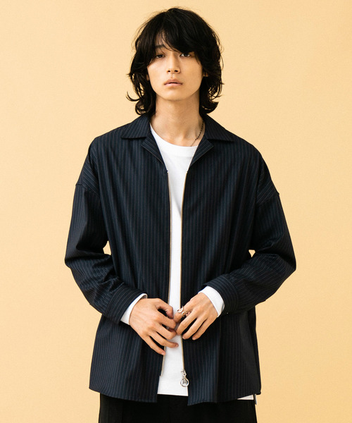 STUDIOUS（ステュディオス）の「【STUDIOUS】ジップオープンカラービッグシャツ（シャツ/ブラウス・メンズ・ネイビー/ブラック・1/2/3）」の16枚目の写真