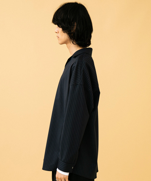 STUDIOUS（ステュディオス）の「【STUDIOUS】ジップオープンカラービッグシャツ（シャツ/ブラウス・メンズ・ネイビー/ブラック・1/2/3）」の12枚目の写真
