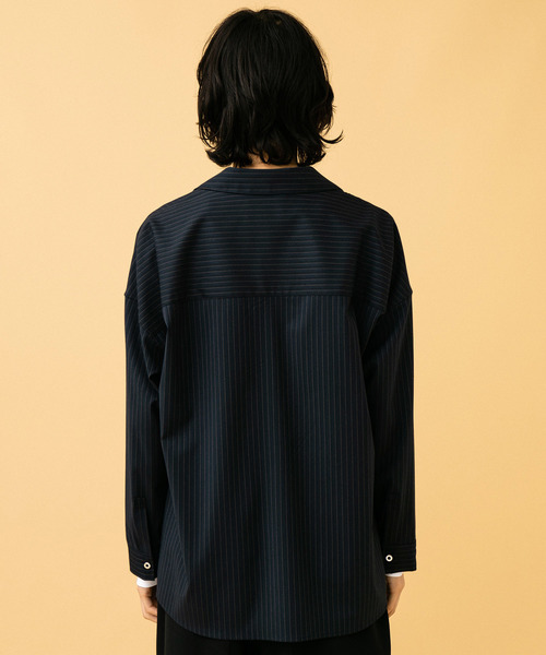 STUDIOUS（ステュディオス）の「【STUDIOUS】ジップオープンカラービッグシャツ（シャツ/ブラウス・メンズ・ネイビー/ブラック・1/2/3）」の13枚目の写真