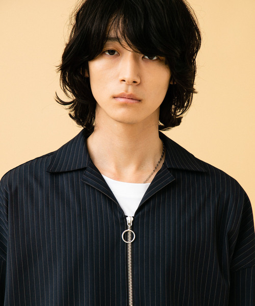 STUDIOUS（ステュディオス）の「【STUDIOUS】ジップオープンカラービッグシャツ（シャツ/ブラウス・メンズ・ネイビー/ブラック・1/2/3）」の11枚目の写真