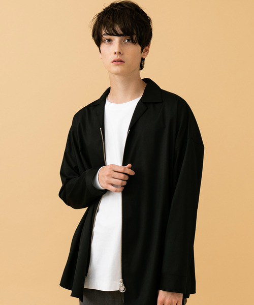 STUDIOUS（ステュディオス）の「【STUDIOUS】ジップオープンカラービッグシャツ（シャツ/ブラウス・メンズ・ネイビー/ブラック・1/2/3）」の7枚目の写真