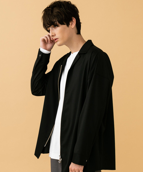 STUDIOUS（ステュディオス）の「【STUDIOUS】ジップオープンカラービッグシャツ（シャツ/ブラウス・メンズ・ネイビー/ブラック・1/2/3）」の8枚目の写真