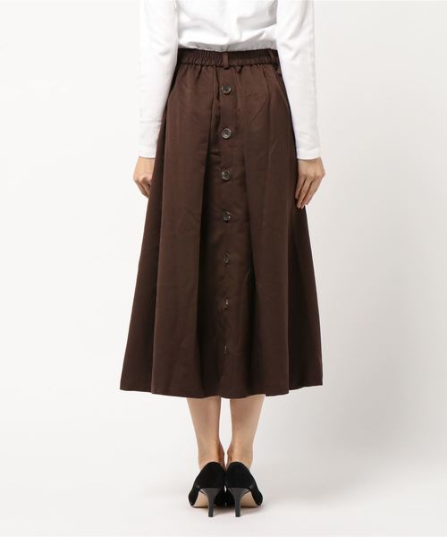 STYLEBLOCK（スタイルブロック）の「ツイルバックボタンフレアロングスカート（スカート・レディース・ブラック/ベージュ/ブラウン/カーキ・M）」の6枚目の写真