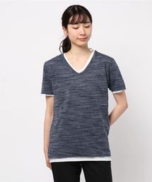 /Bl/アンサンブルVネック半袖Tシャツ