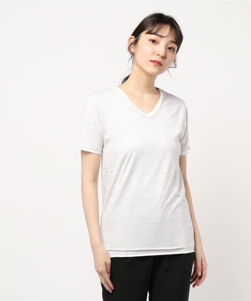 NO WAY（ノーウェイ）の「/Bl/アンサンブルVネック半袖Tシャツ（Tシャツ/カットソー・レディース・ネイビー/グレー/ブラック/ホワイト/ワインレッド・LARGE/MEDIUM/X-LARGE）」の2枚目の写真