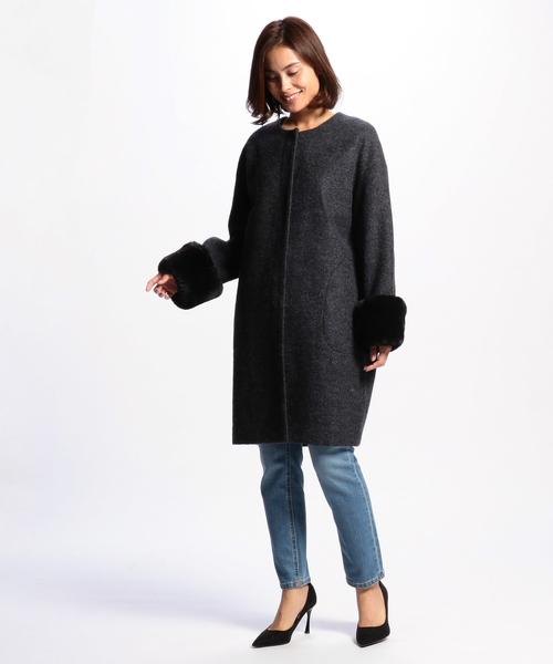 NARACAMICIE(ナラカミーチェ)の「ループ圧縮コクーンコート(その他アウター・レディース・ライトグレー/ダークネイビー・MEDIUM)」の13枚目の写真