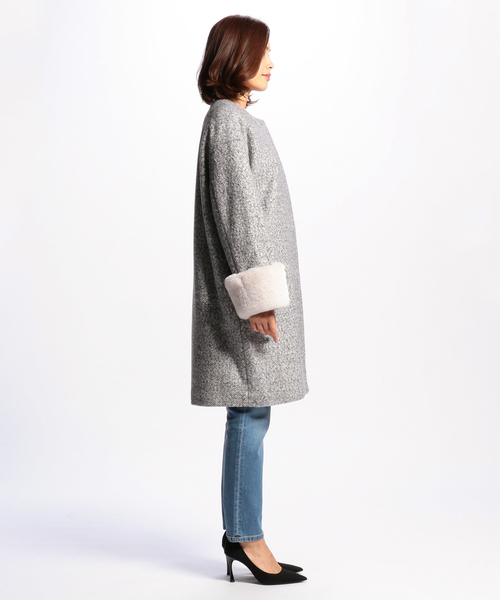 NARACAMICIE(ナラカミーチェ)の「ループ圧縮コクーンコート(その他アウター・レディース・ライトグレー/ダークネイビー・MEDIUM)」の6枚目の写真